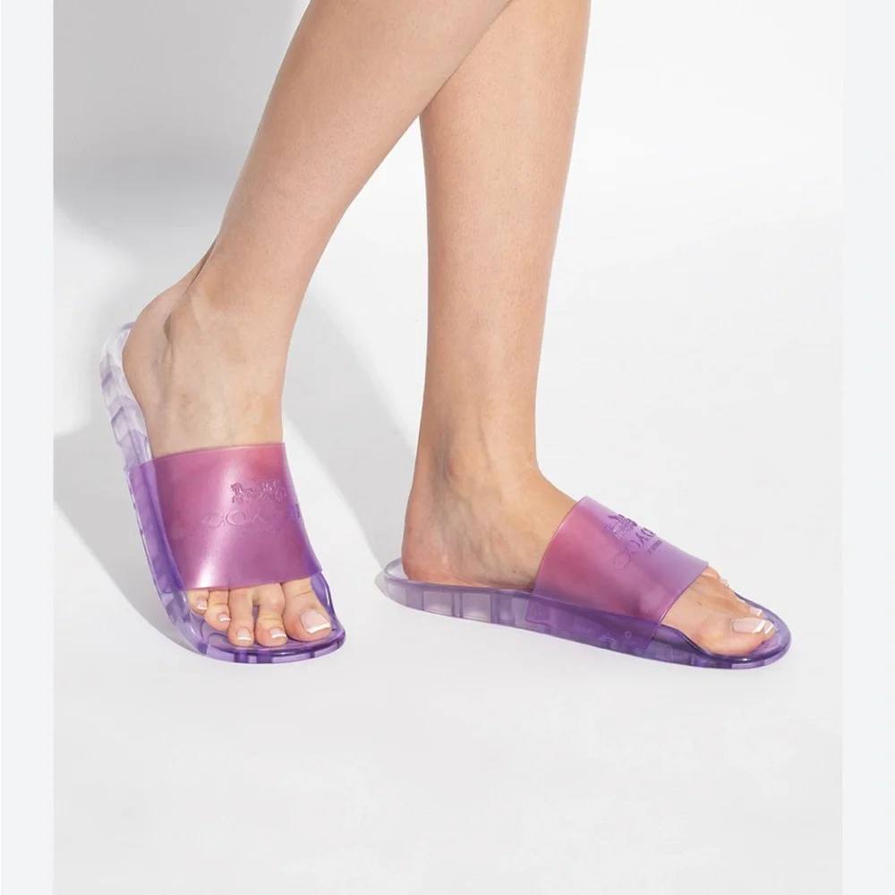 𝓒O𝓐𝓒𝓗 Women's Ulyssa Jelly Pool Slides w/box - Picture 2 of 15